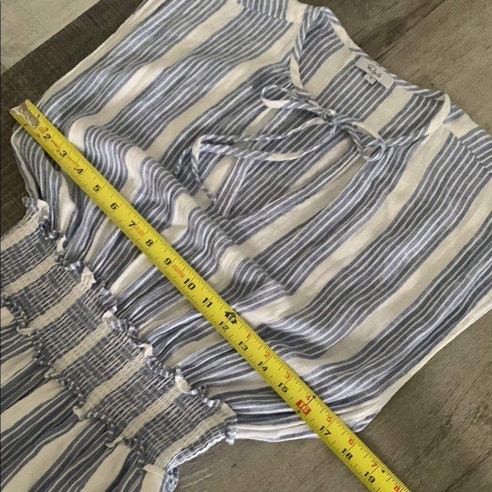 RAILS Ashlyn Midi Dress in Levanzo Blue White Silver Stripes Linen Blend Sz S - Picture 12 of 13